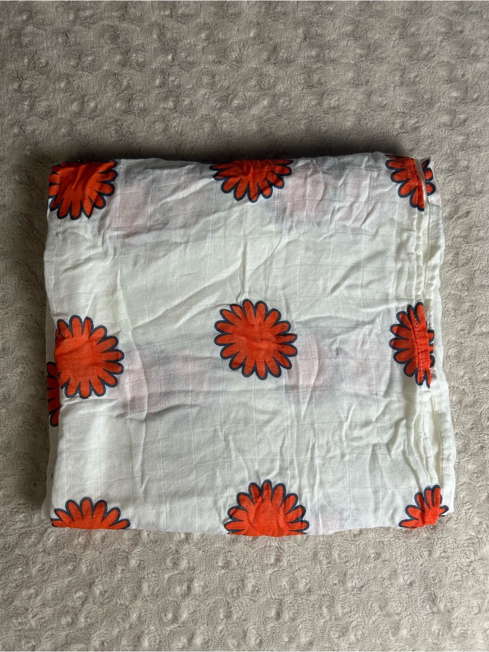 Aden + Anais Orange White Blue Floral Baby Swaddle Blanket Bamboo Rayon Flower